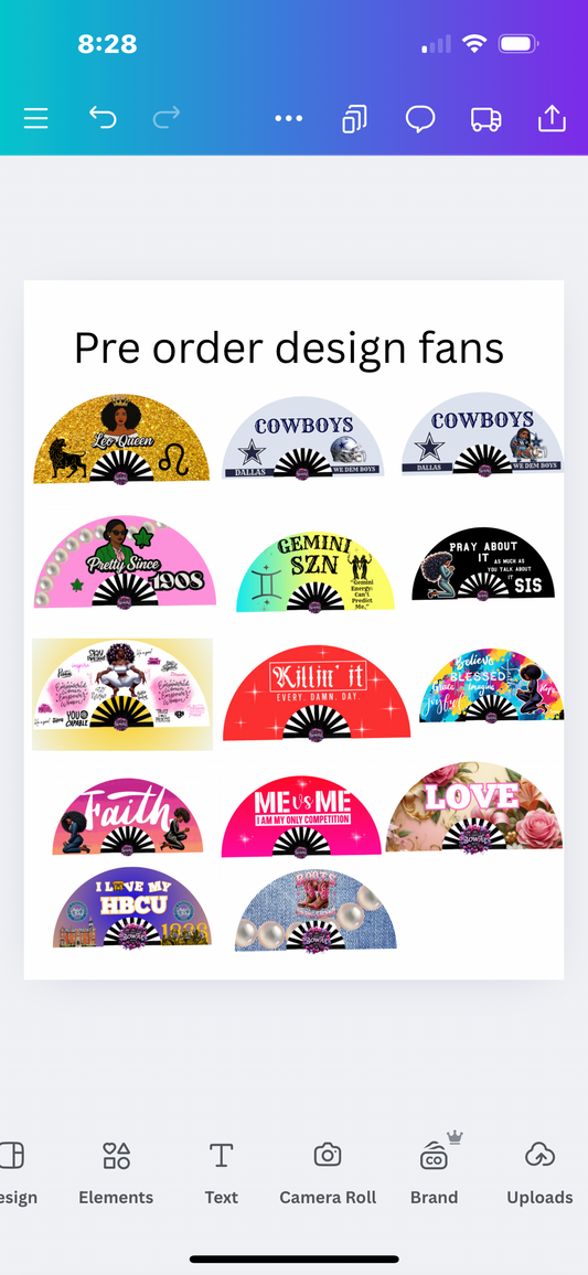 Pre order designed fans