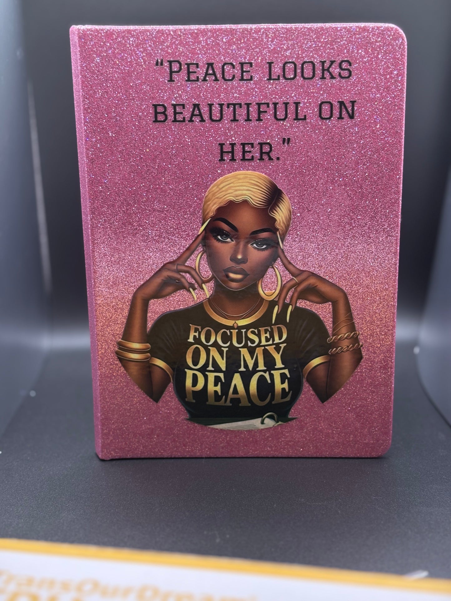 Pink glitter hardback peace journal