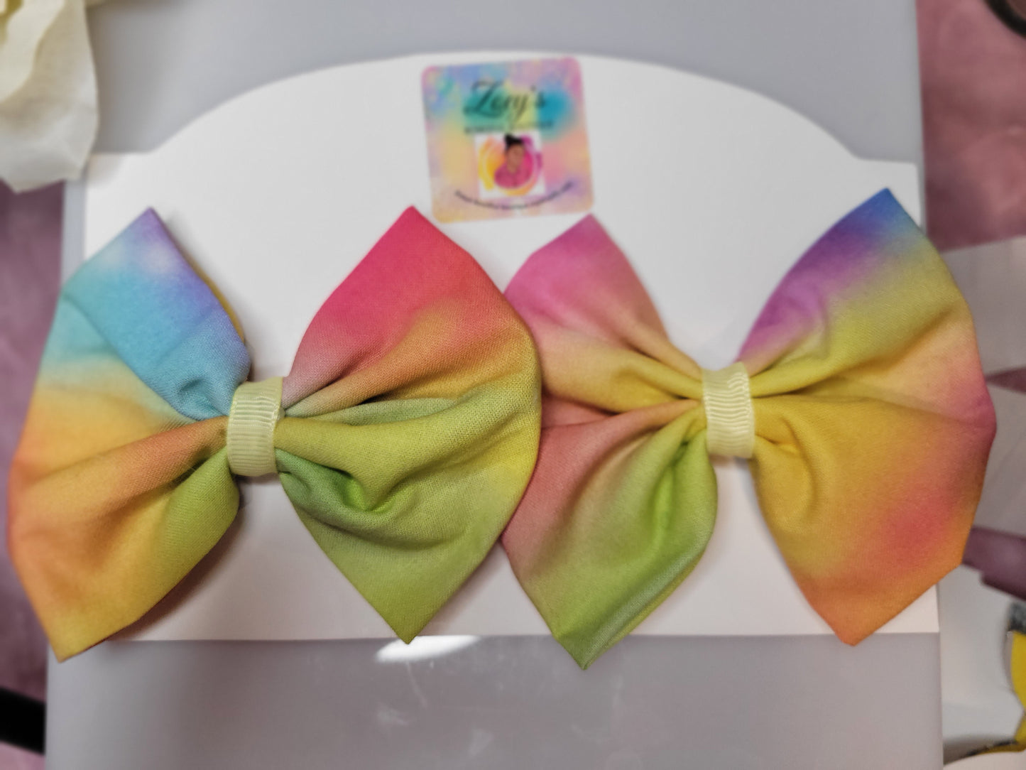 Tye dye fabric bows