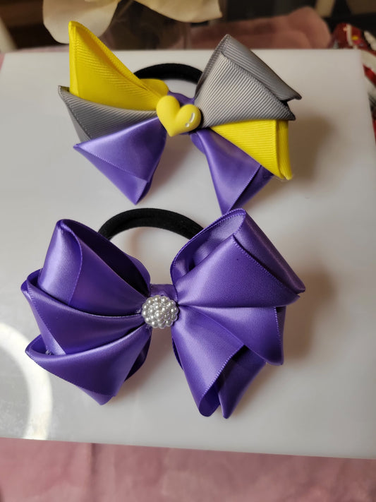 Lavender and yellow silk hair tye bow