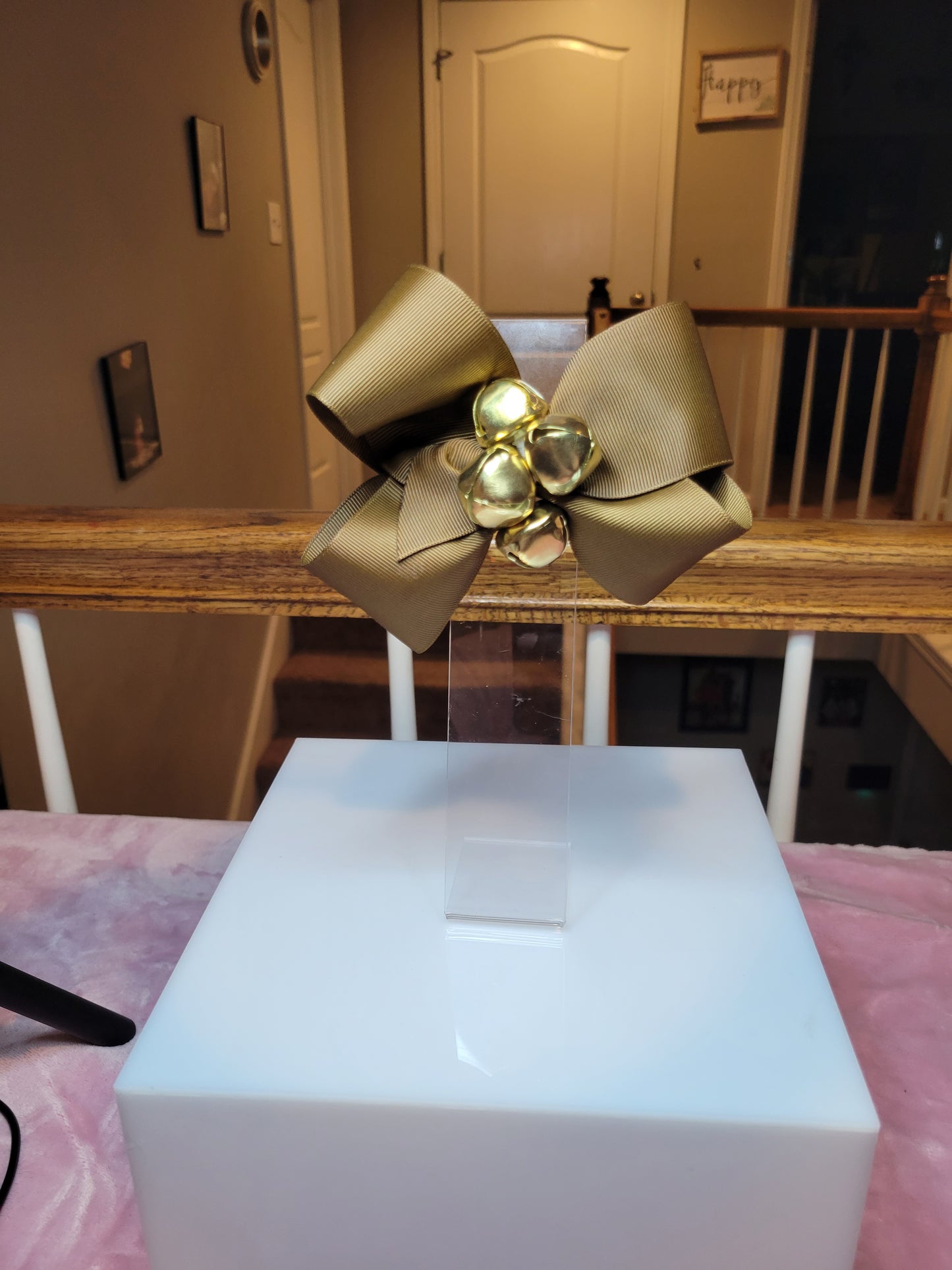 Brown jingle bell bow