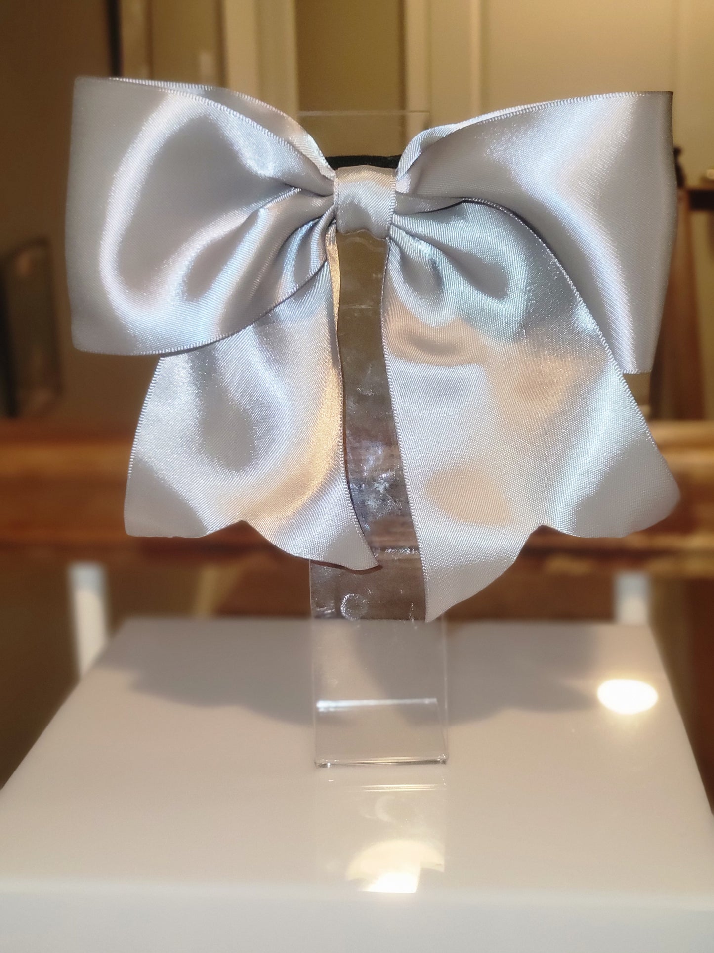 Gray silk cheer style bow