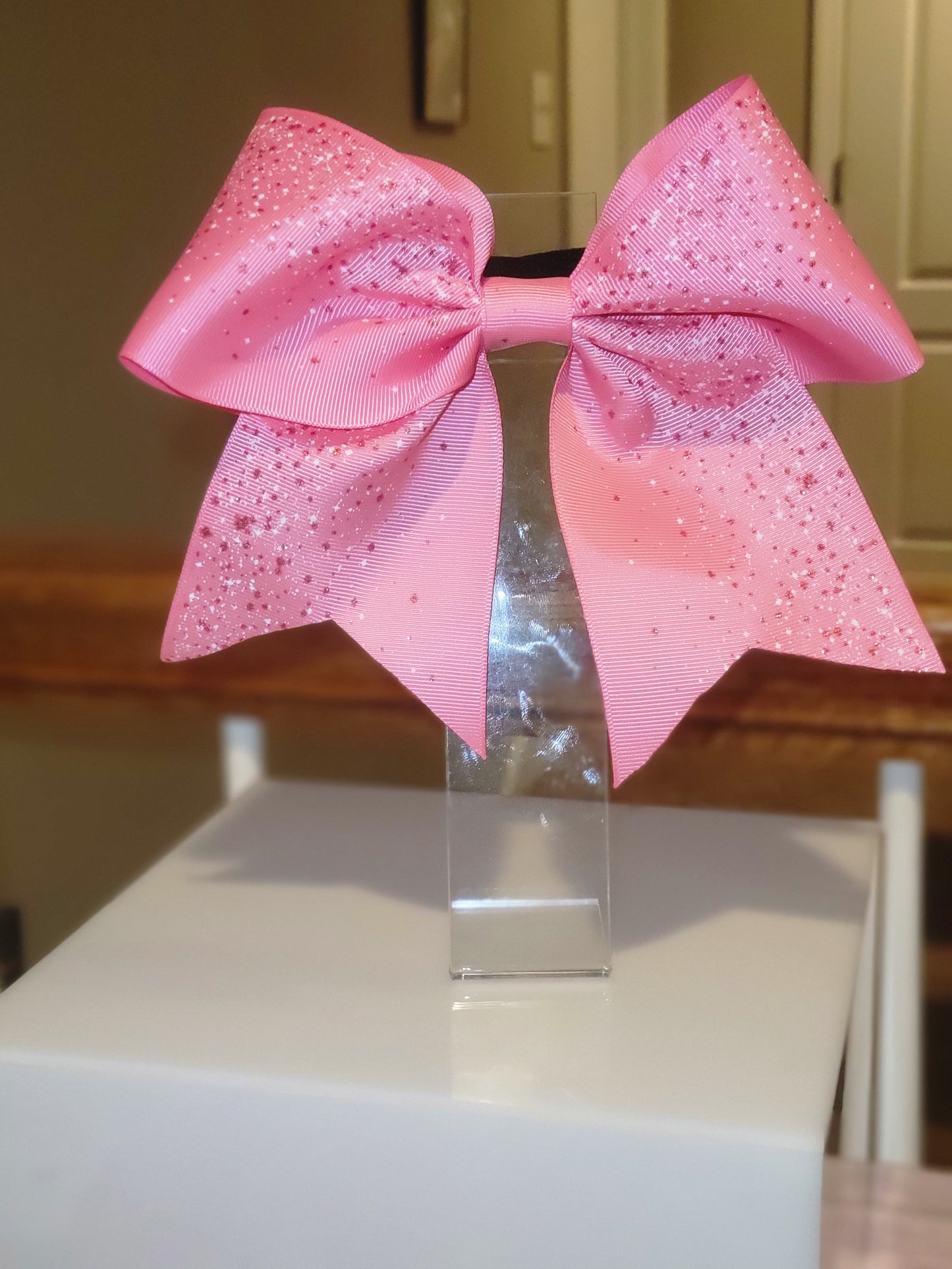 Sprinkle pink cheer style bow