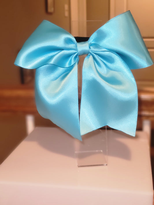 light blue silk cheer bow