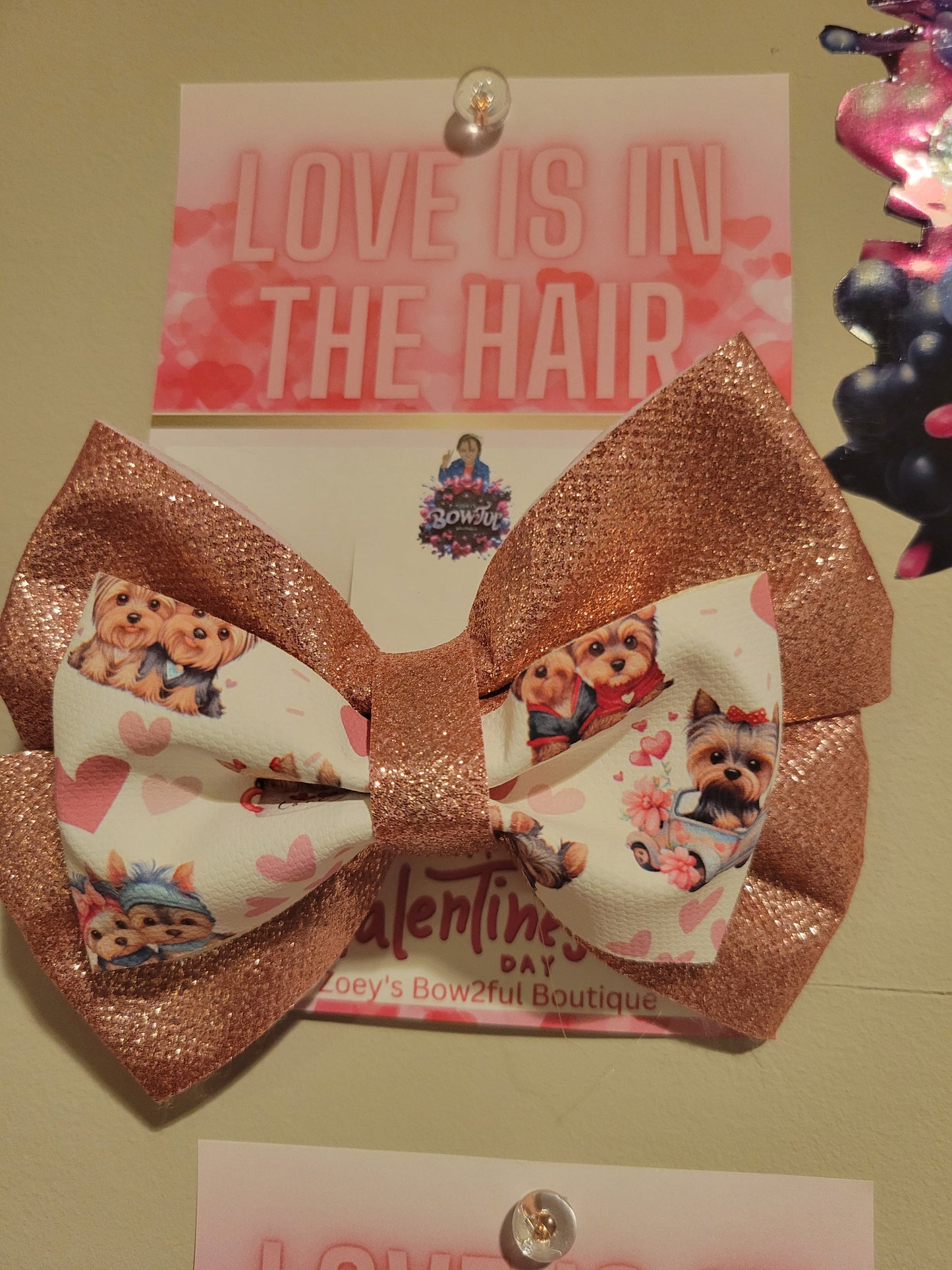 Puppy love glitter faux bow