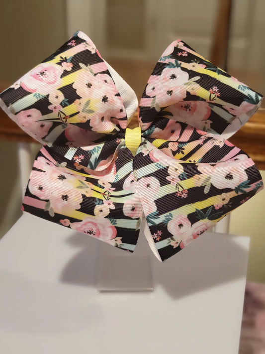 Floral stripe bow