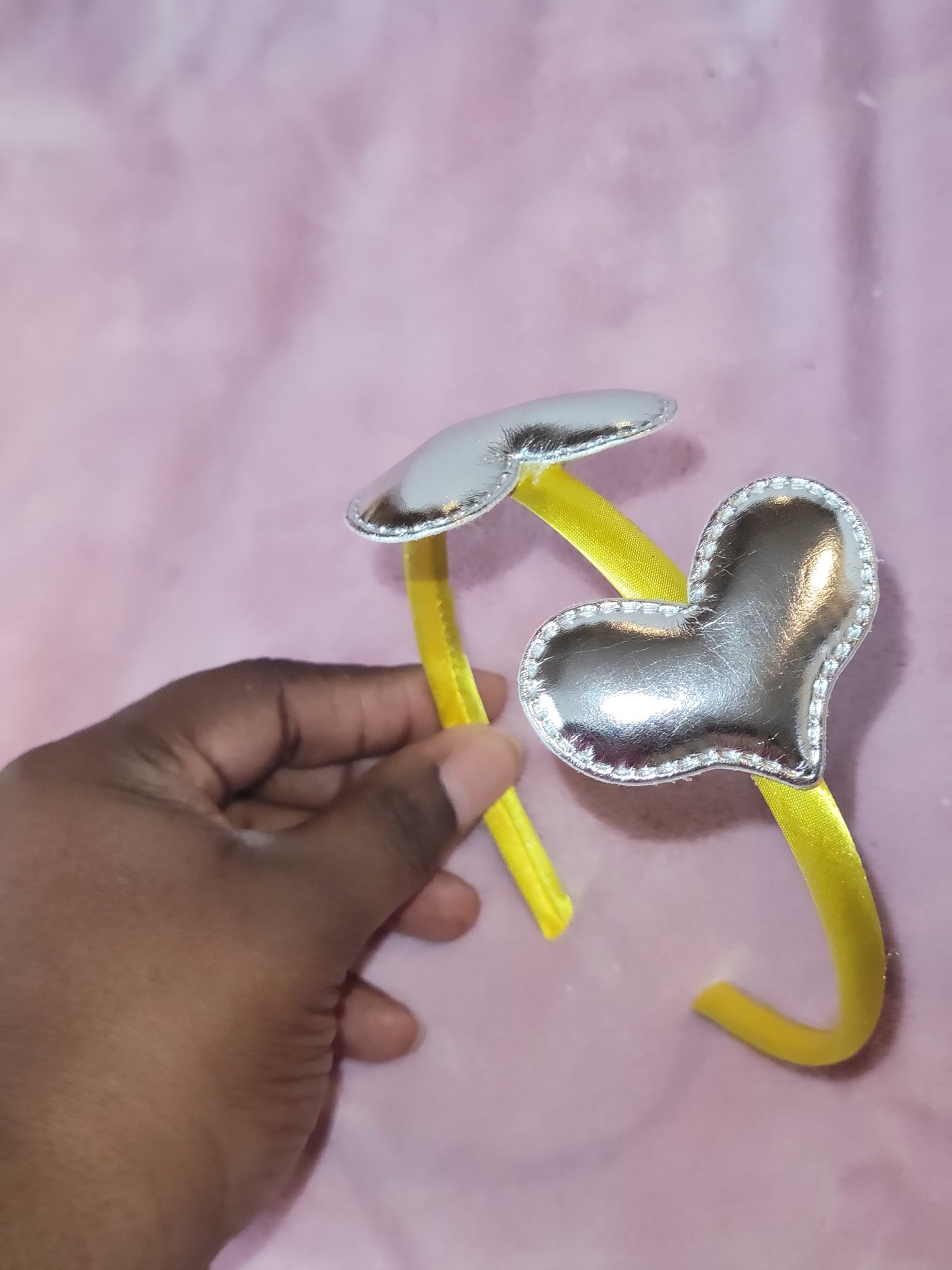 Yellow silver heart headband