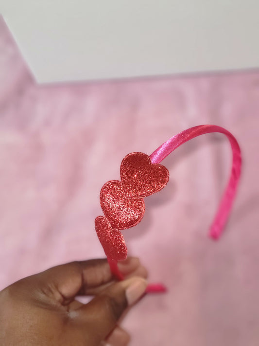 Pink headband red hearts