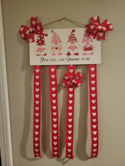 Gnome valentine bow holder plus valentine bow.