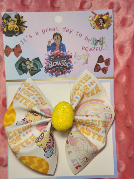 Easter yellow Faux leather bow