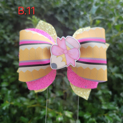 Back to school 3 layer faux leather bows