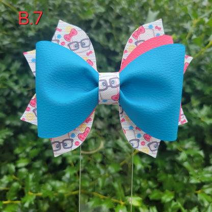 Back to school 3 layer faux leather bows