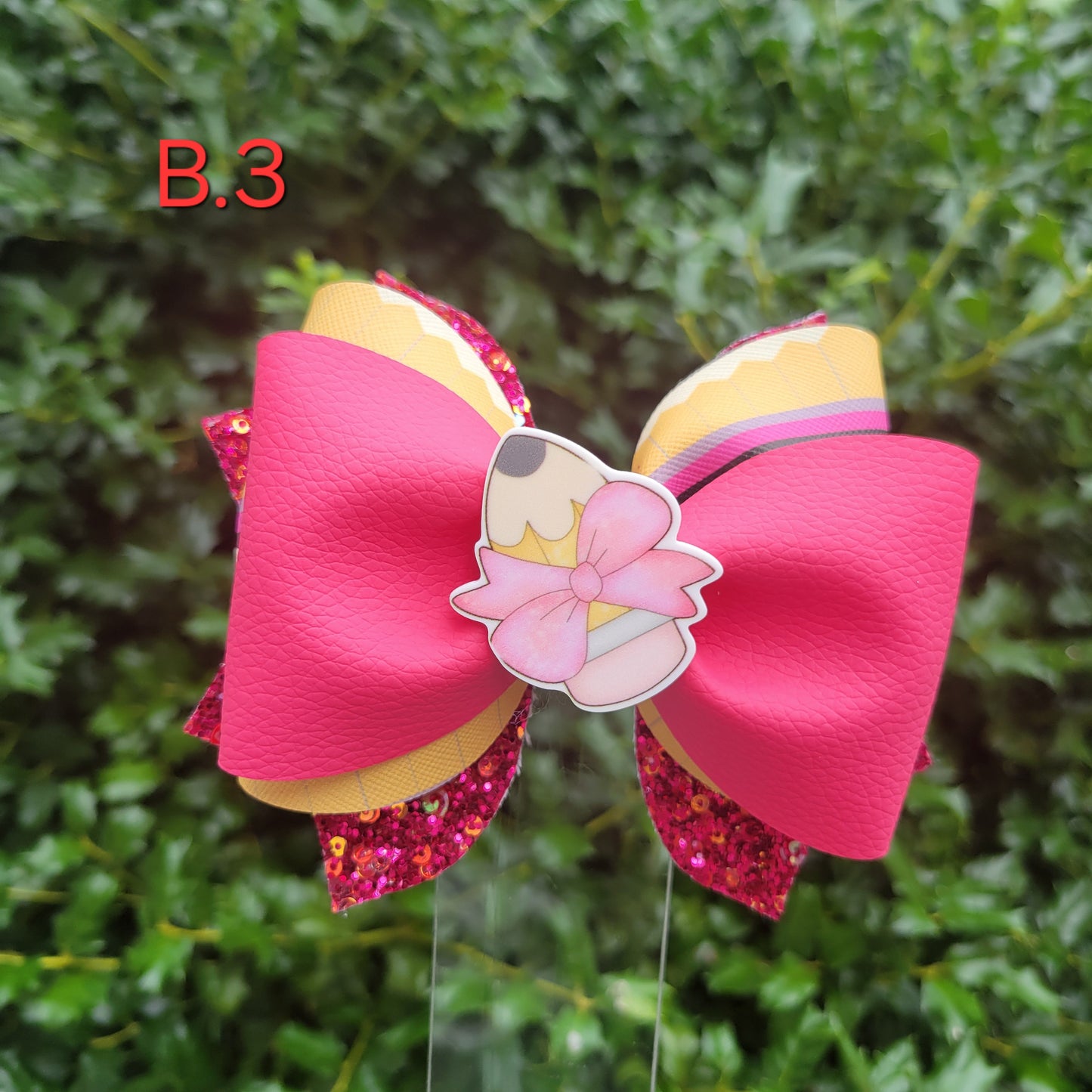 Back to school 3 layer faux leather bows