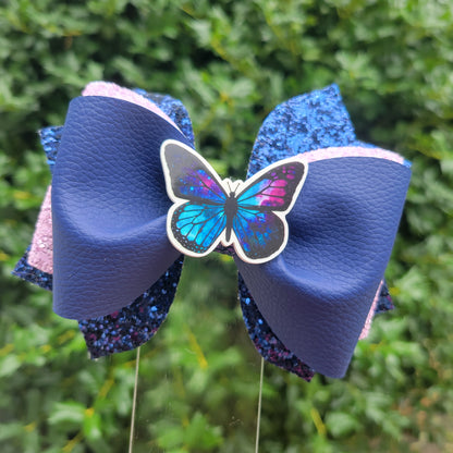 Back to school 3 layer faux leather bows