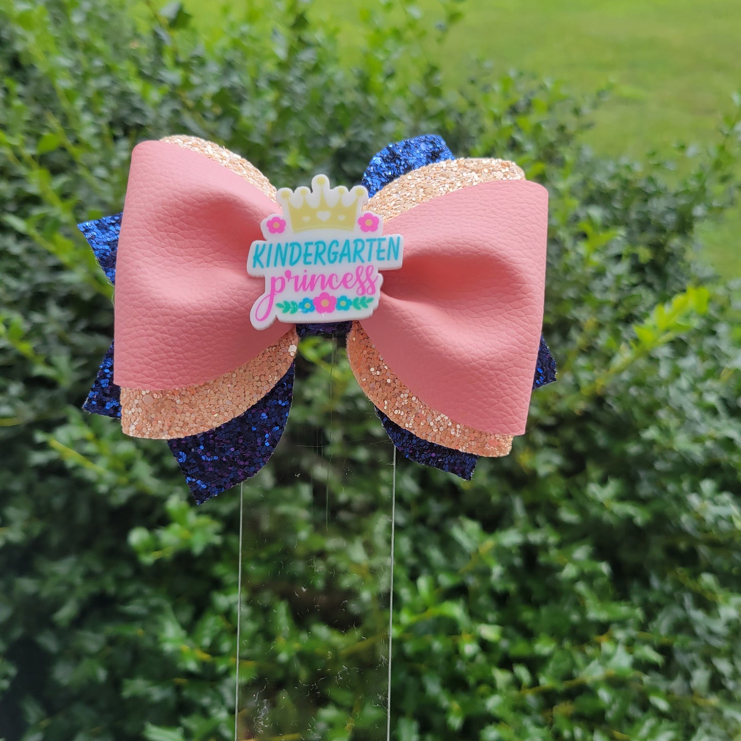 Back to school 3 layer faux leather bows