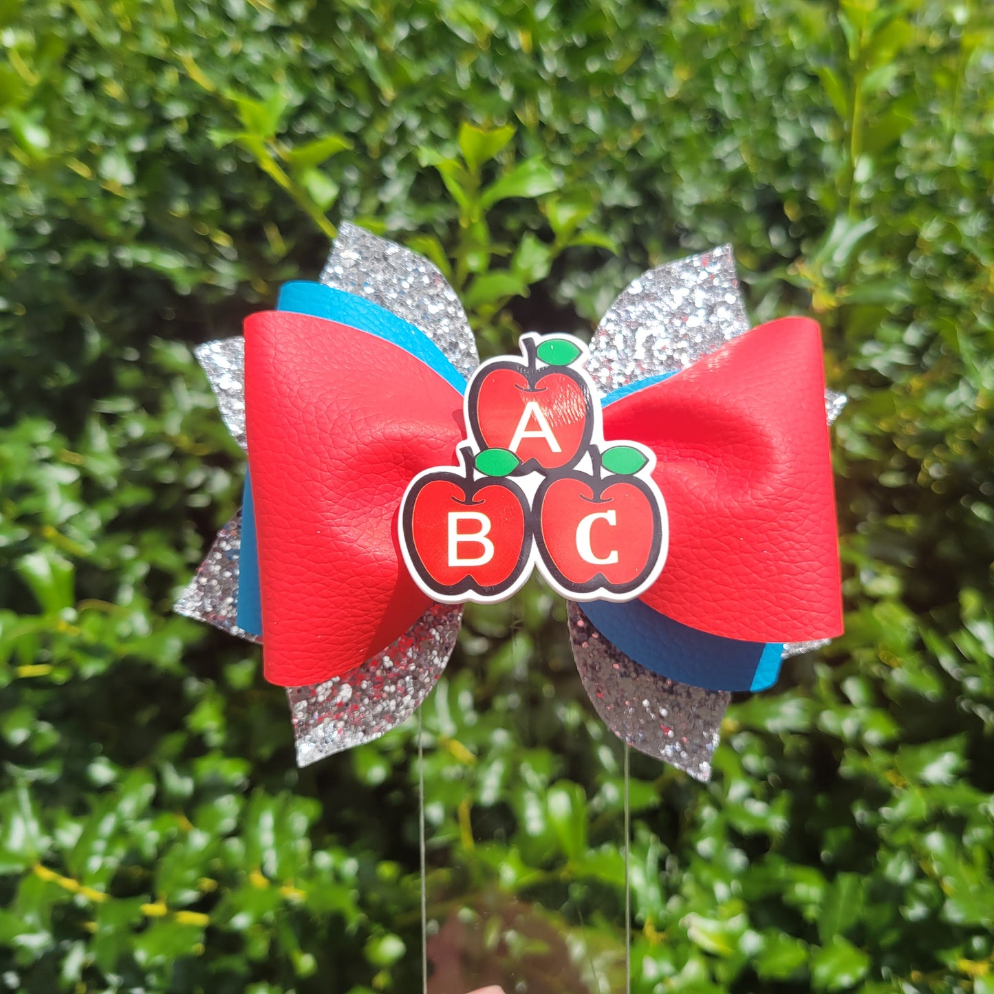 Back to school 3 layer faux leather bows