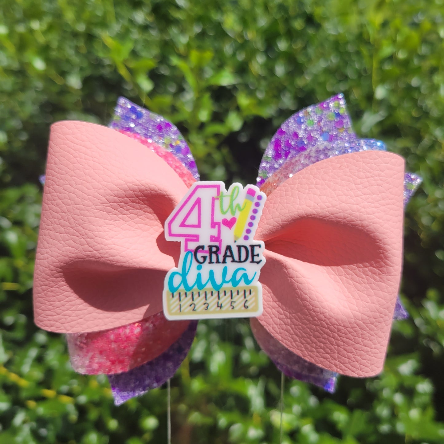 Back to school 3 layer faux leather bows