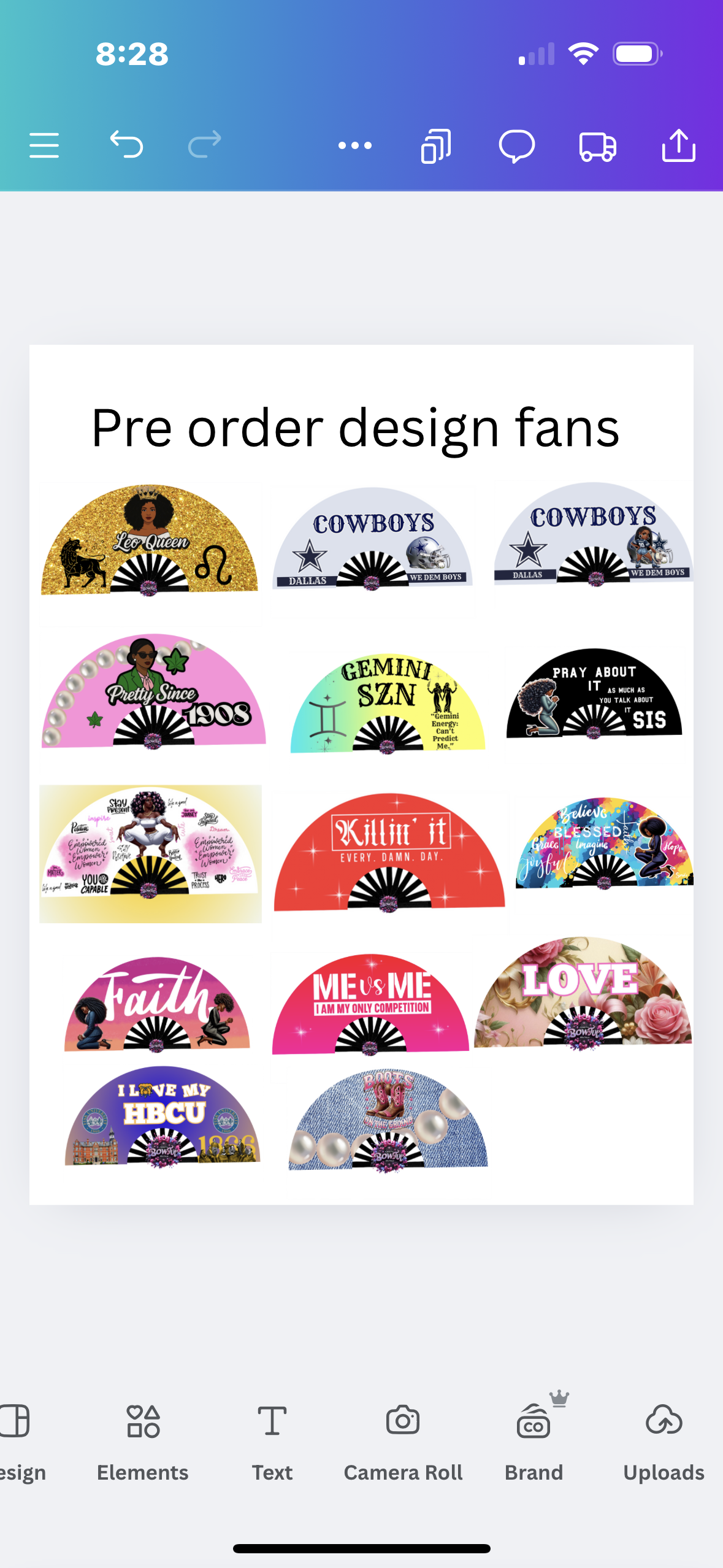 Pre order designed fans