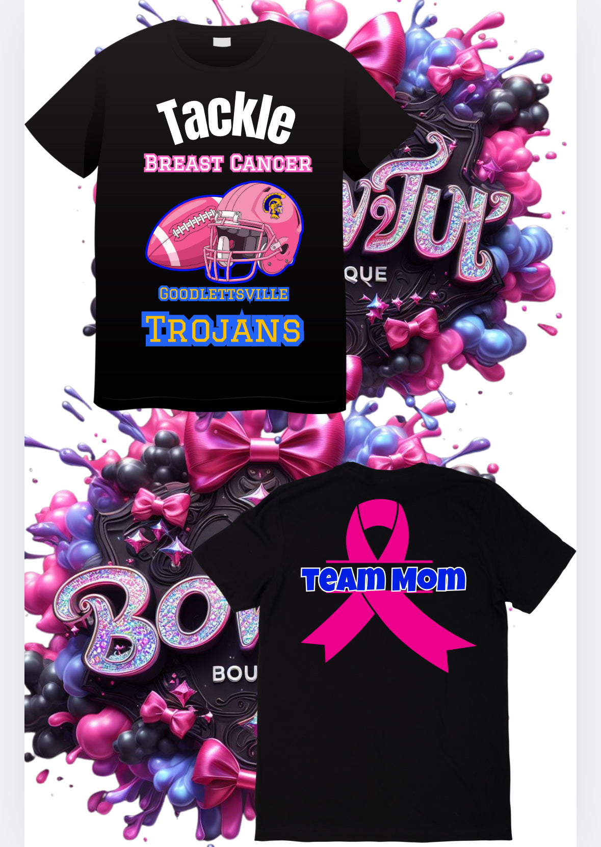 Trojans football and Cheer breast cancer Tees