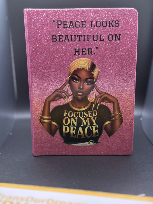 Pink glitter hardback peace journal