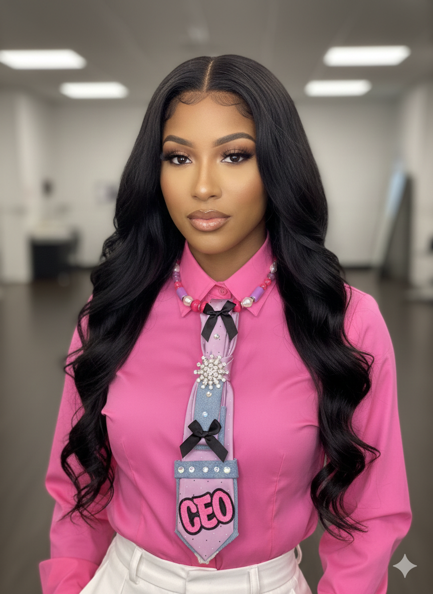 CEO purple and pink bling tie