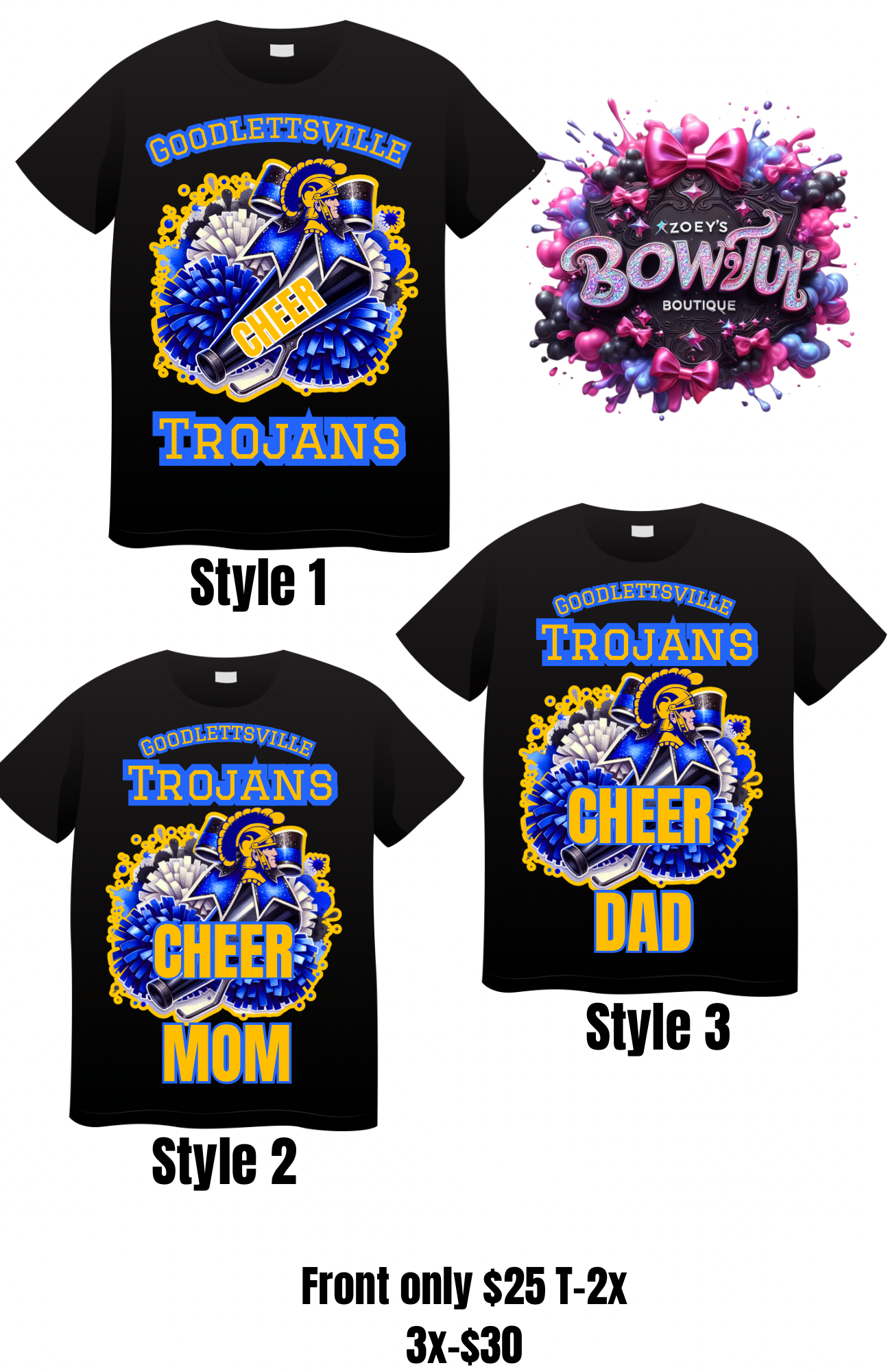 Trojans cheer team shirts