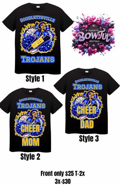 Trojans cheer team shirts