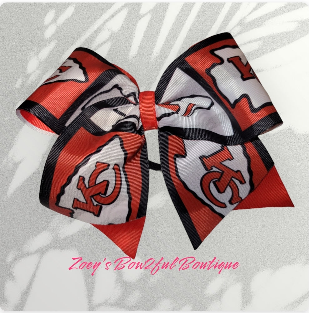 Your favorite red and white team cheer bow style 2