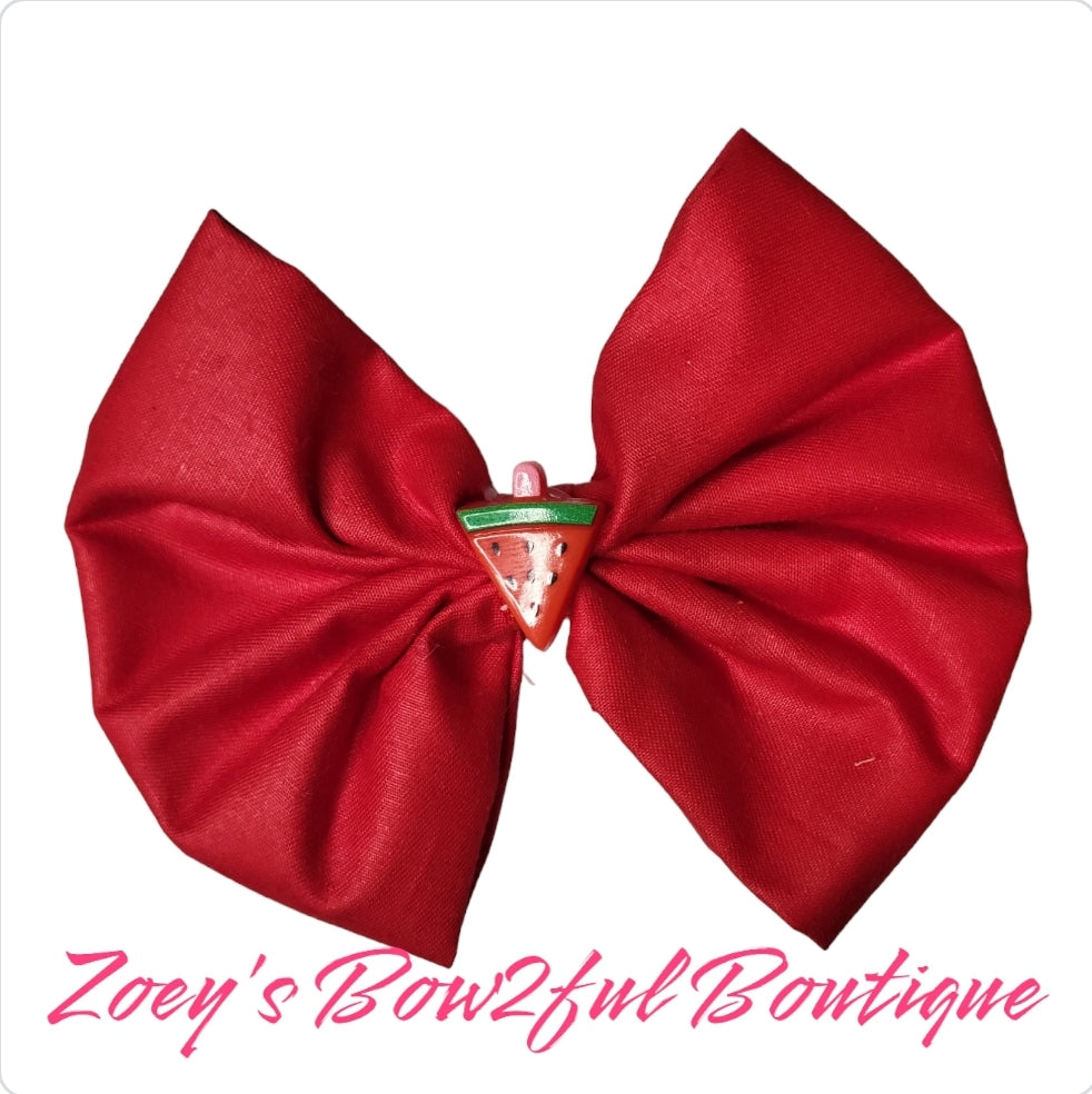 Red watermelon fabric bow