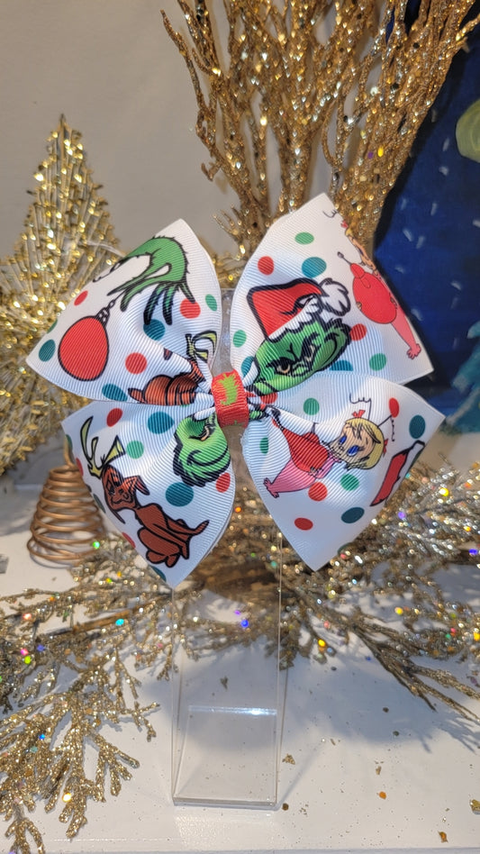 Grinch and Cindy lou pinwheel bow