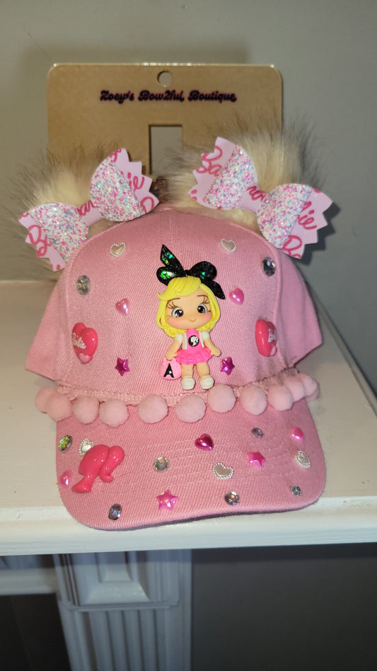 Barbie girl fun hat and detachable bows.