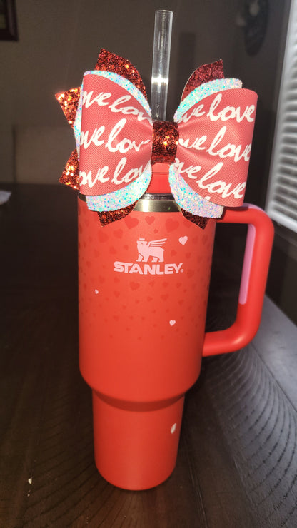 2025 Stanley straw love red and white bow