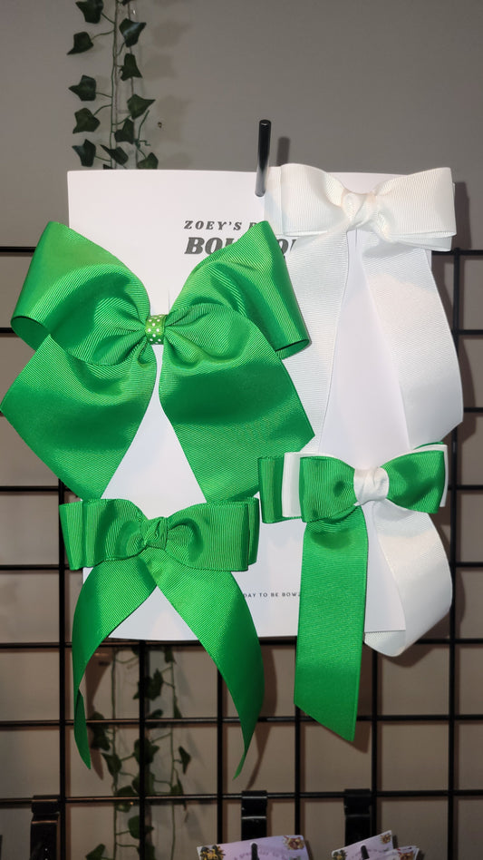 2025 green and white 4pc bow set