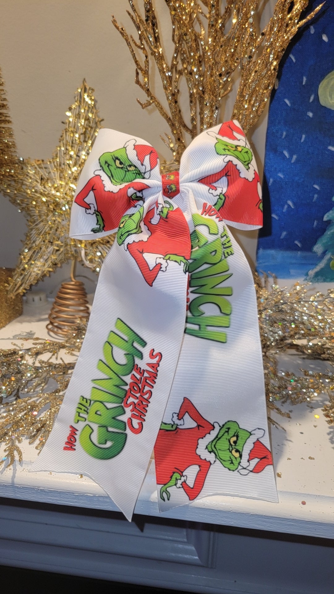 How the grinch stole Christmas bow medium with tails