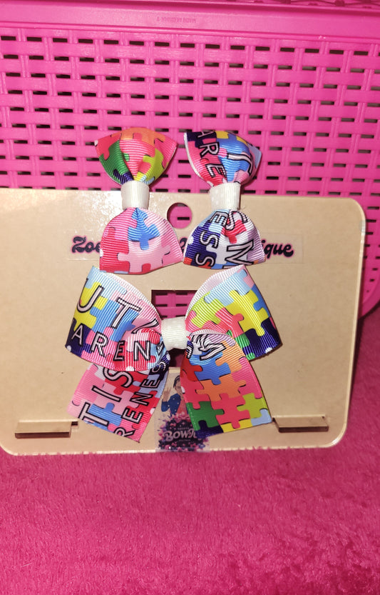 2025 Autism Awareness 3pcs bows