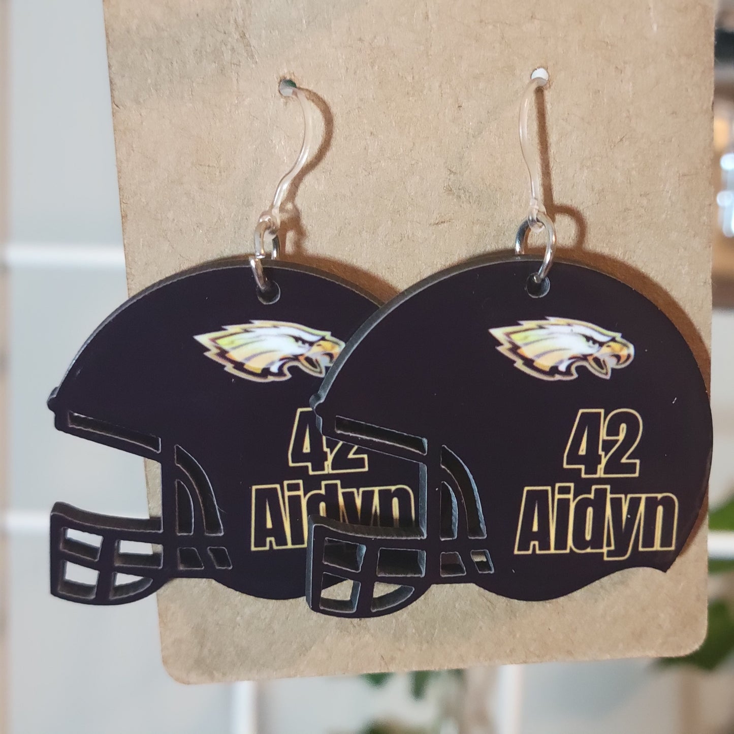 Football helmet earrings Double sided